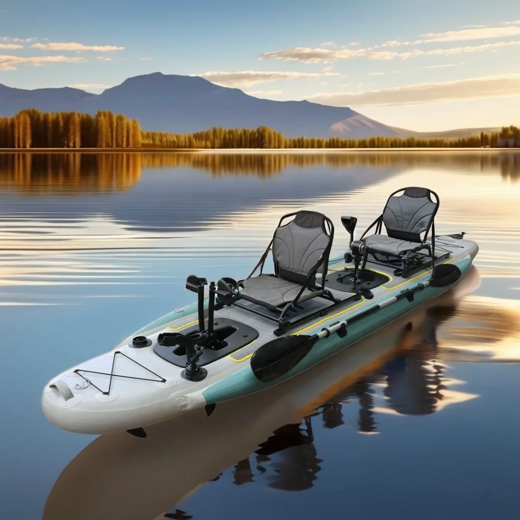 Fishing Kayak Seat - 14 Fuß aufblasbares Angel-Kanu-Boot, Doppelsitz-PVC-PVC-Plane, Meeresangel-Pedal,