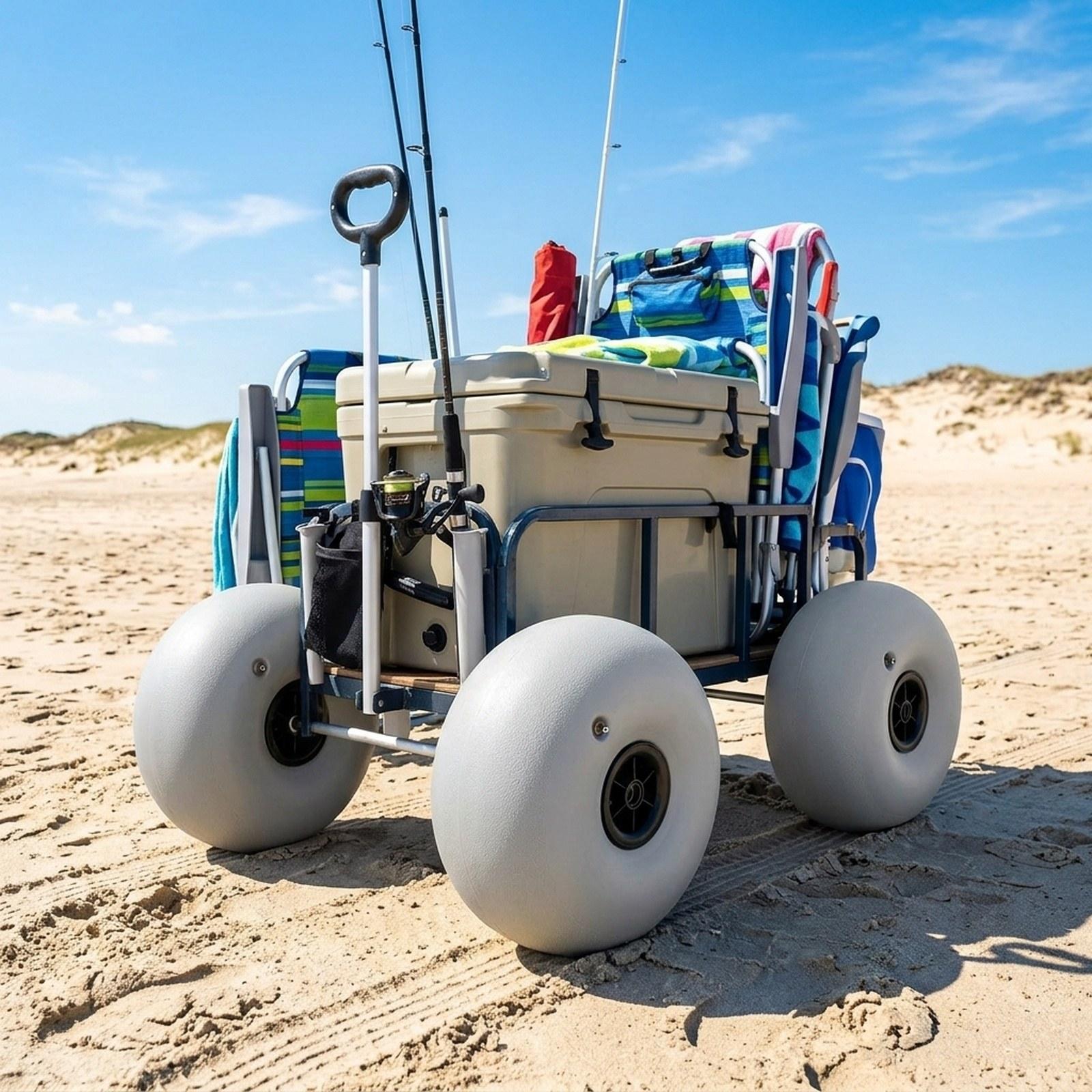 Fishing Kayak Cart - Strandwagen-Sandräder 16 Zoll Strandballonreifen PVC Robuste